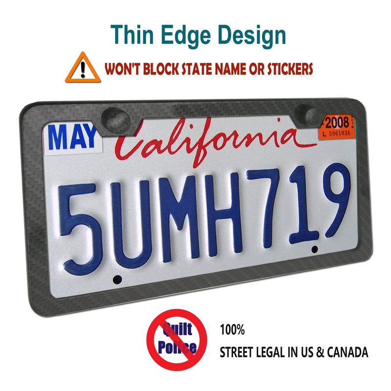 BGGTMO Anti Theft License Plate Frames - Carbon Fiber Metal Aluminum Number Plate Holders, Stainless Steel Anti Theft Screws, Fit US Car Front and Rear Car Tag Cover - Image 4